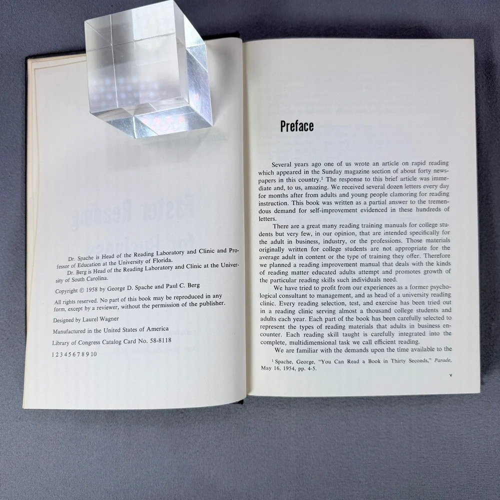 Faster Reading for Business 1958 George Spache Paul‎ Berg Signed Letter 1st Ed